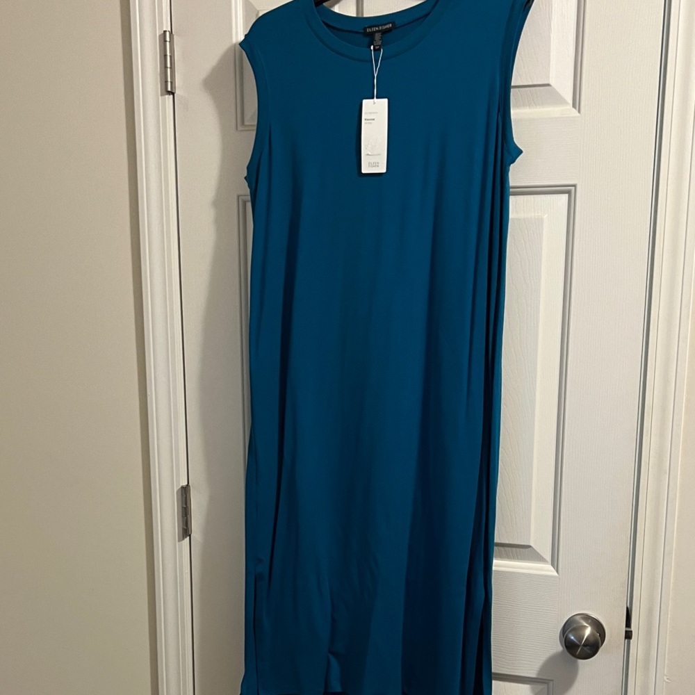 Eileen Fisher Sleeveless Blue Jersey Dress